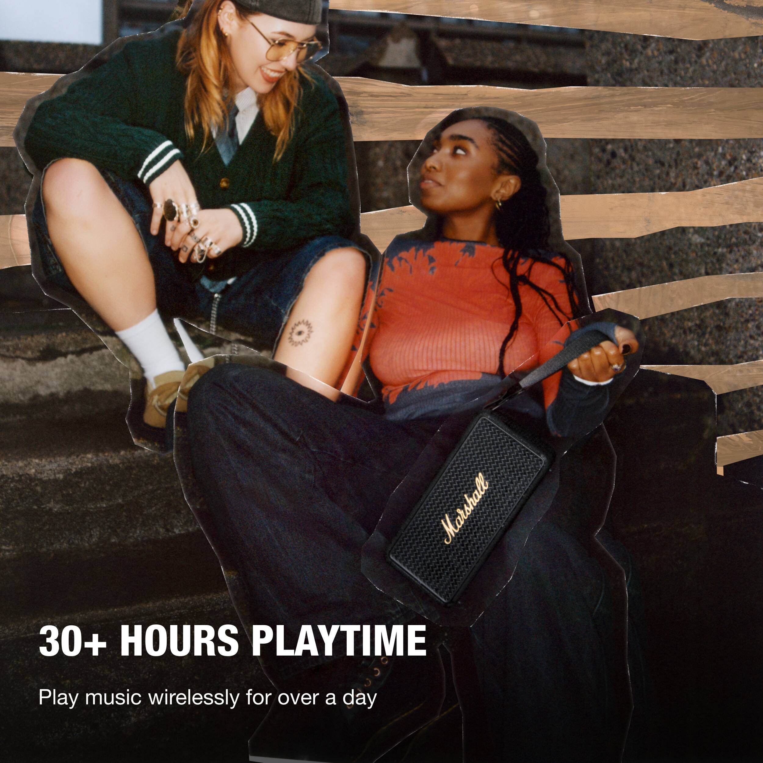 Marshall 30+ HOURS PLAYTIME Play music wirelessly for over a day