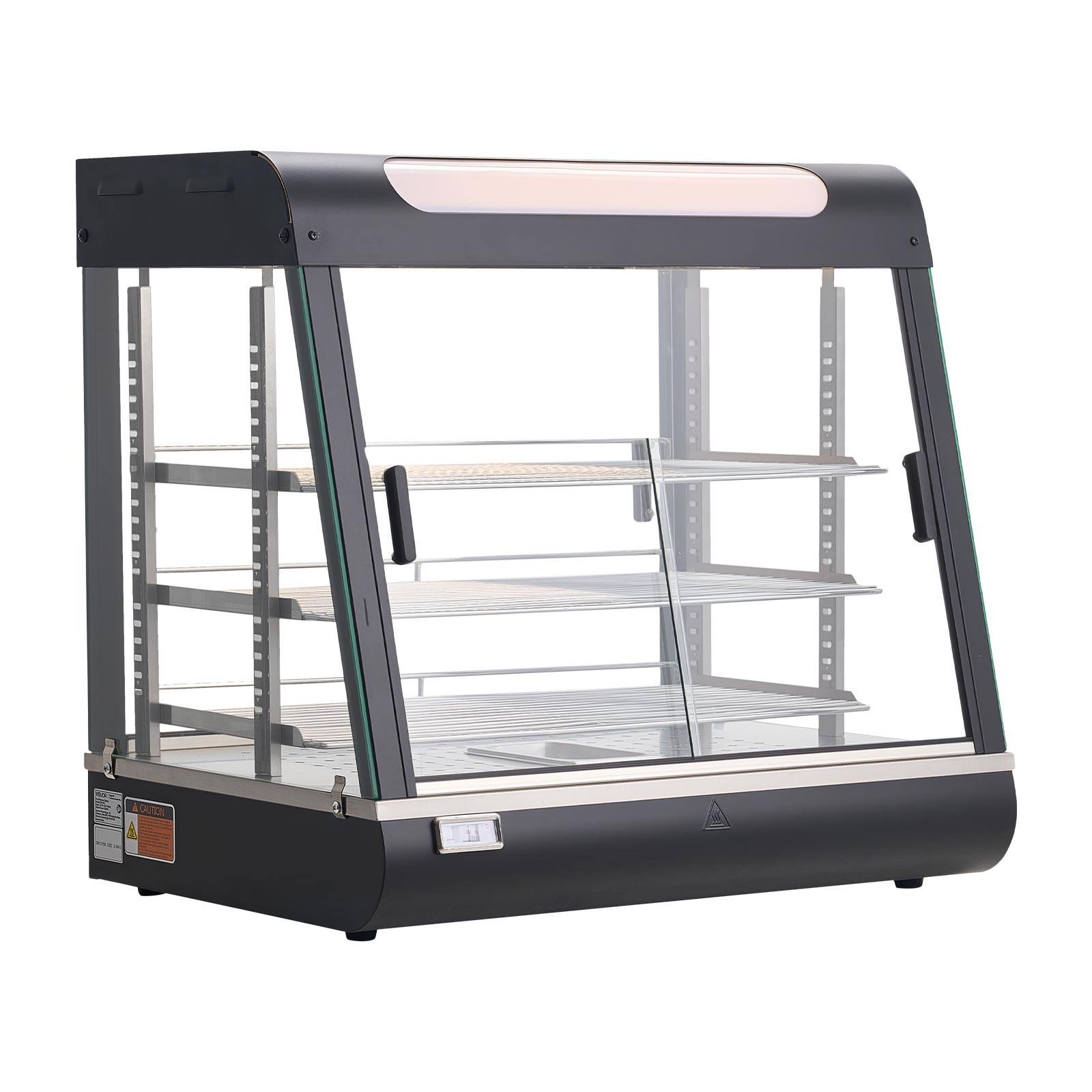 Alt View 5. VEVOR - 3-Tier Commercial Food Warmer Display, 1200W Food Display Warmer with LED Light, Top Storage and Adjustable Shelves - Black.