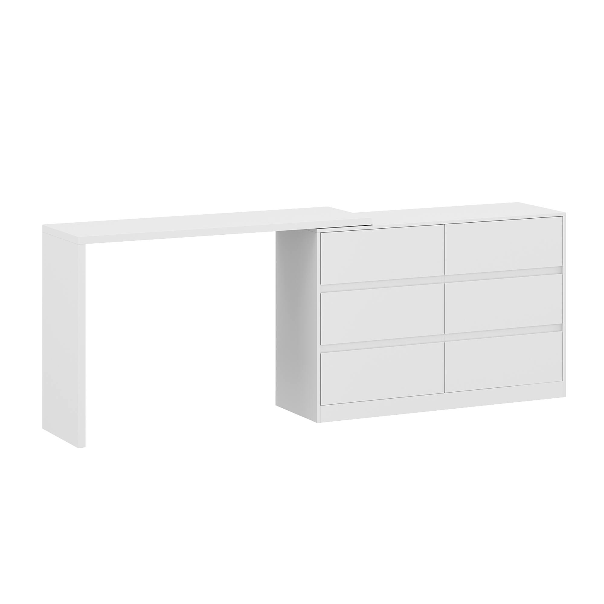 Angle. FUFU & GAGA - FUFU&GAGA 6 - Drawer Transformative Dresser Redefine Your Space - White.