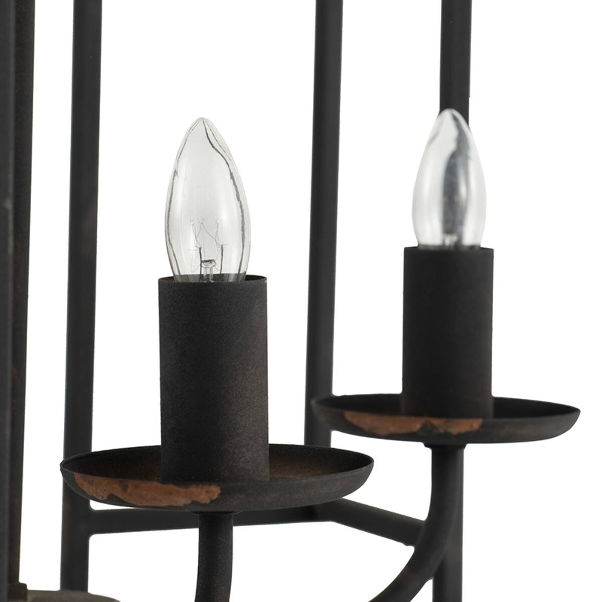 Alt View 4. Loheer - Loheer Four Light Satin Black Chandelier, Iron Entryway Foyer Hanging Light Fixture.