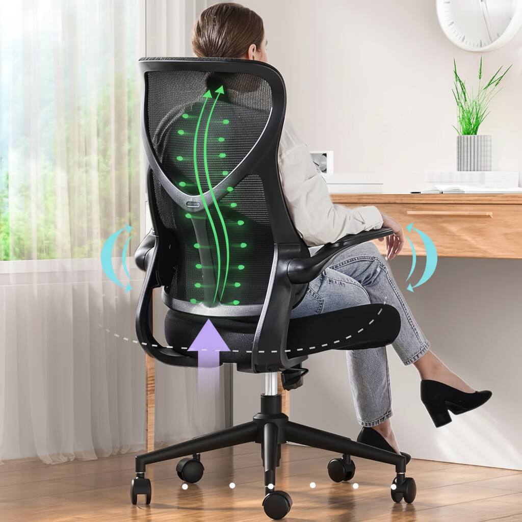 Alt View 5. AOITUN - Ergonomic Office Desk Computer Chair - Black.