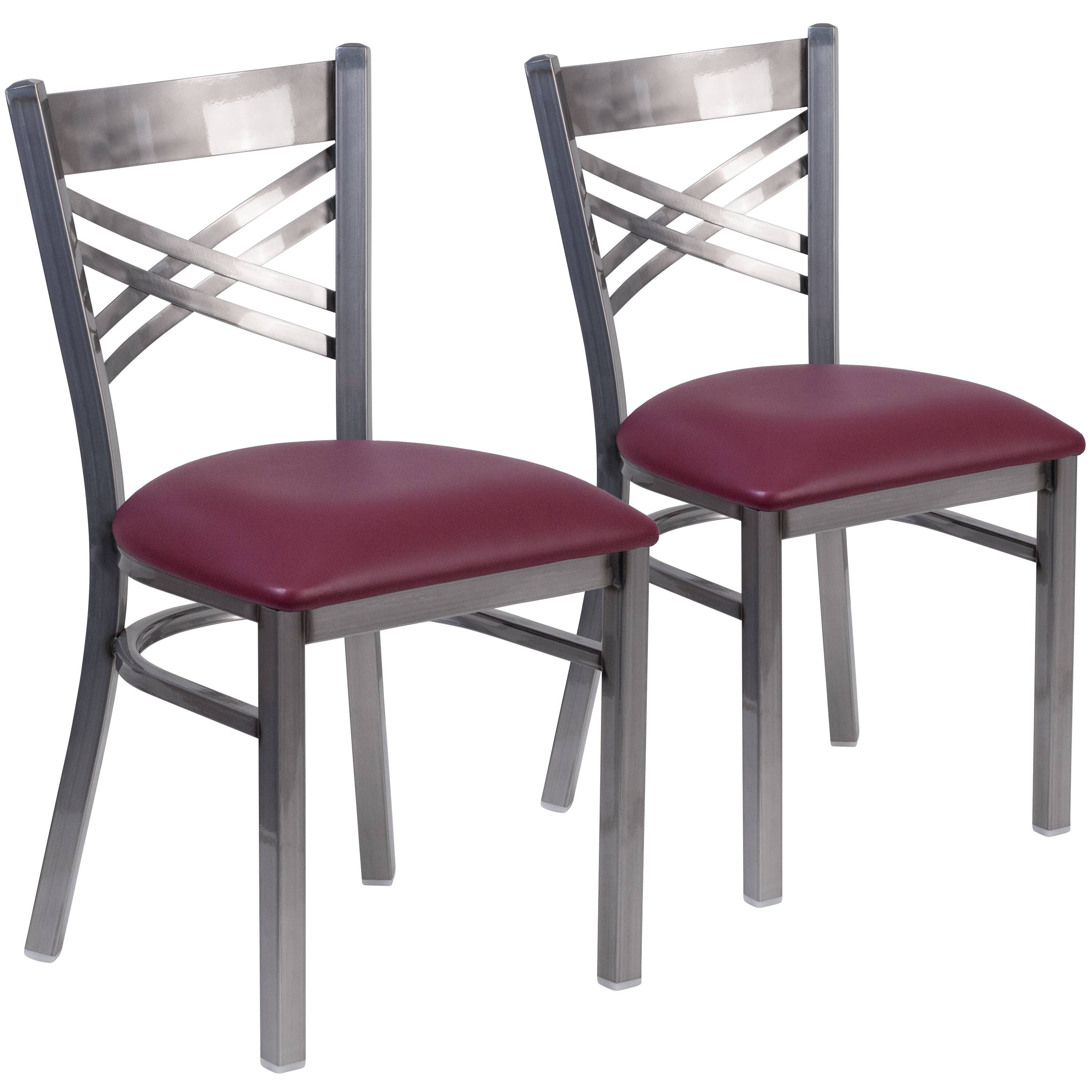Burgundy Vinyl Seat/Clear Coated Metal Frame