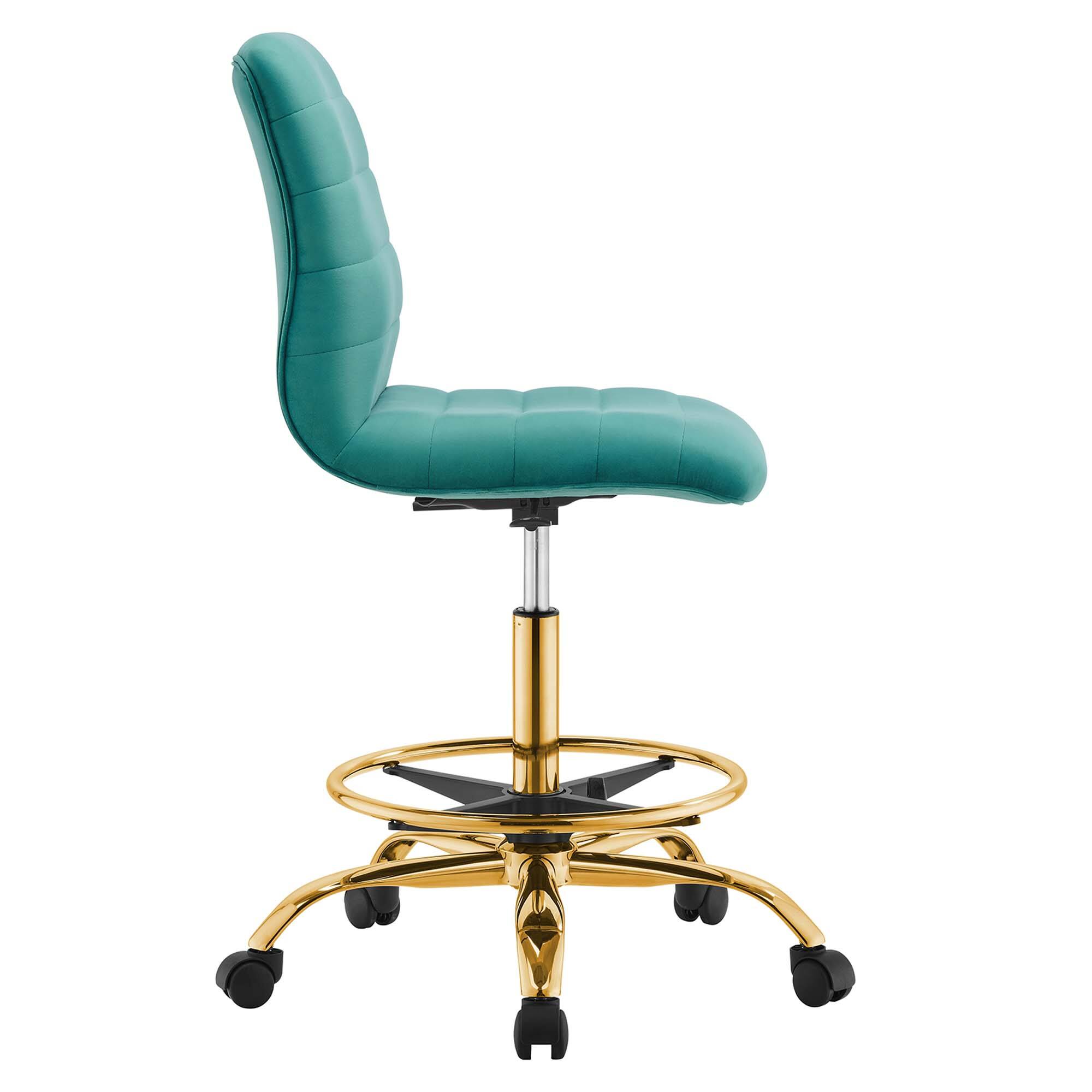 Left. Modway - Ripple Armless Performance Velvet Drafting Chair by Modway - Blue.