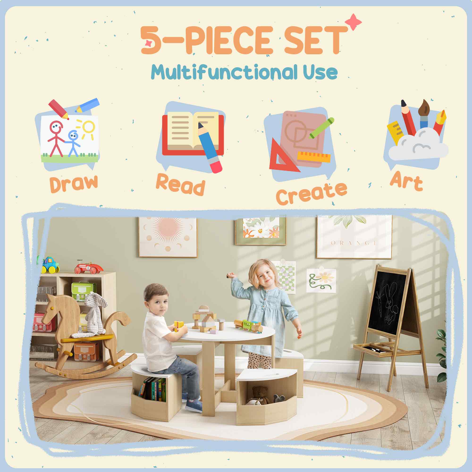 5-PIECE SET  
Multifunctional Use  

Draw  
Read  
Create  
Art  

ORANGE
