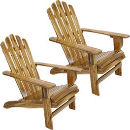 Sunnydaze - Rustic Fir Wood Adirondack Chair - Charred Finish - Set of 2 - Brown