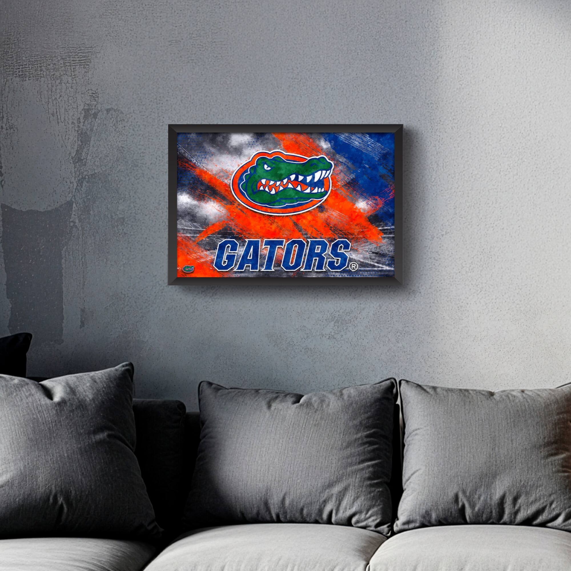 Alt View 1. Sporticulture - Florida Gators 14" x 20" Brush Stroke Logo Framed Art Print - Multicolor.