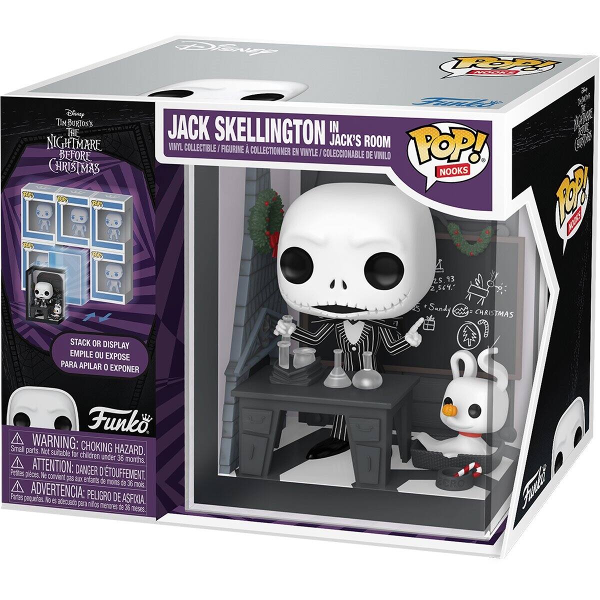 Disney Tim Burton's The Nightmare Before Christmas Jack Skellington in Jack's Room Vinyl Collectible Figure (Vinyl, Collectionner en Vinyle, Coleccionable de Vinilo) Funko Pop! Nooks

Stack or Display (Empile ou Expose, Para Apilar o Exponer)

Warning: Choking Hazard. Small parts. Not suitable for children under 36 months. (Attention: Danger d'Étouffement. Petites pièces. Ne convient pas aux enfants de moins de 36 mois. Advertencia: Peligro de Asfixia. Partes pequeñas. No adecuado para niños menores de 36 meses.)