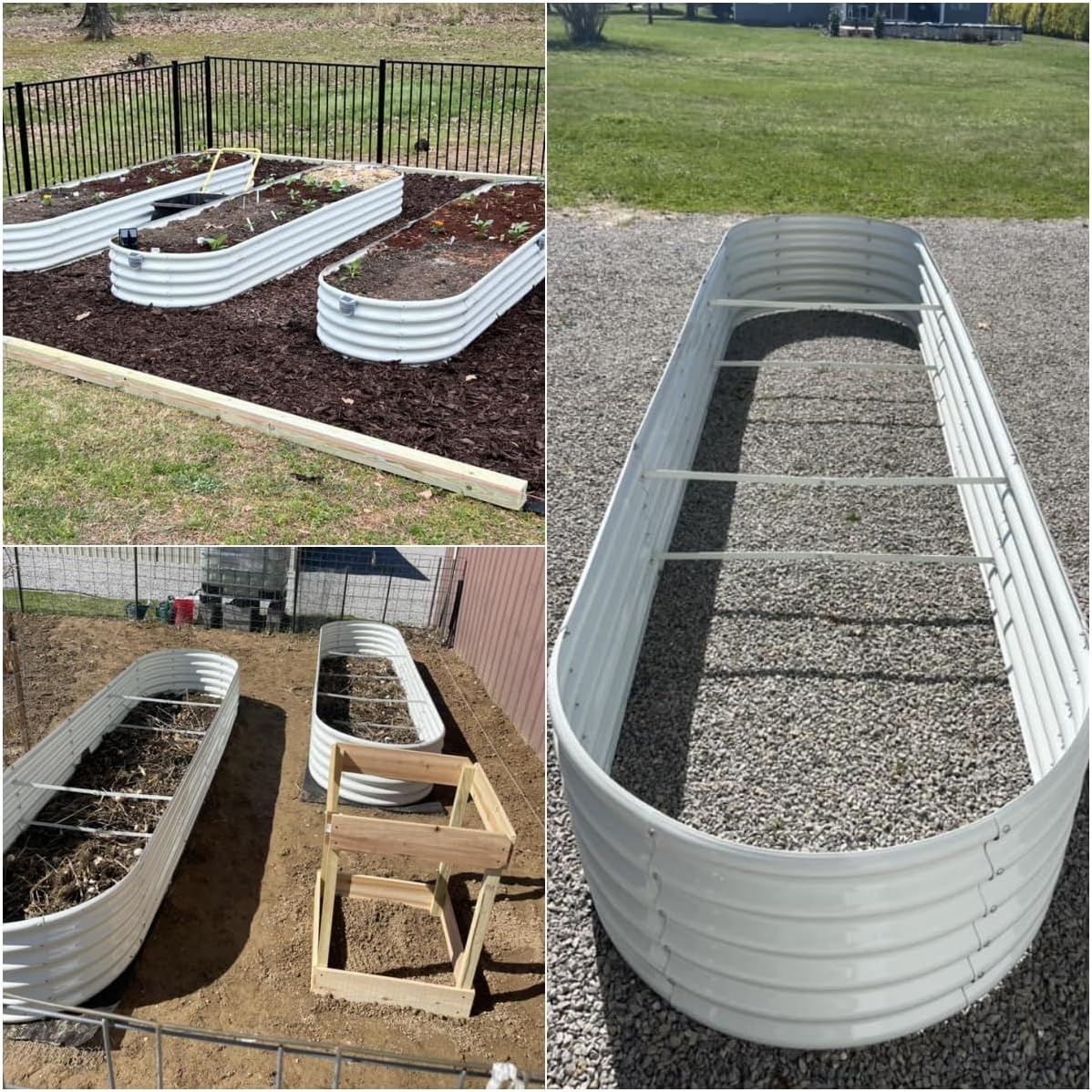 Alt View 2. A Anleolife - 6-Pack Metal Oval Large Raised Garden Bed Planter Boxes for Vegetables Flowers Herbs (144 in. L x 36 in. W x 18 in. H) - White.