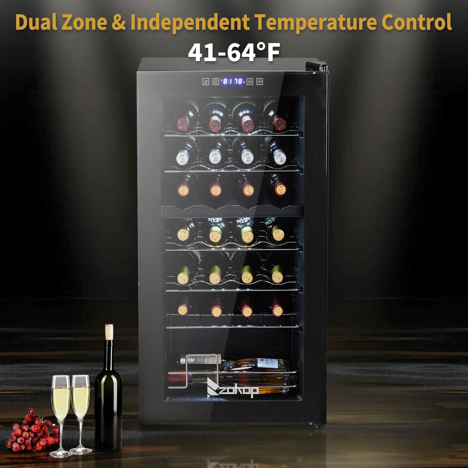 Dual Zone & Independent Temperature Control  
41-64°F