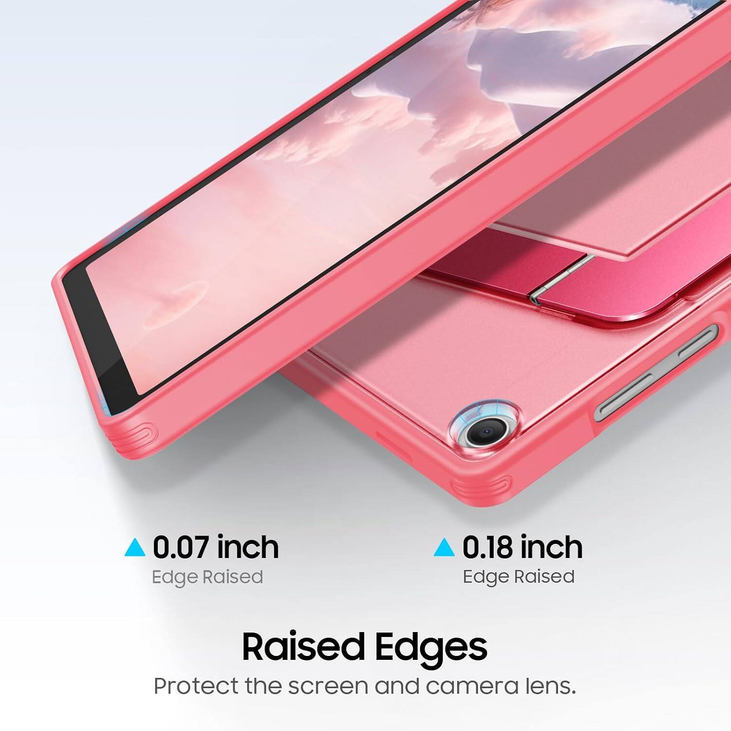 0.07 inch Edge Raised  
0.18 inch Edge Raised  
Raised Edges Protect the screen and camera lens.