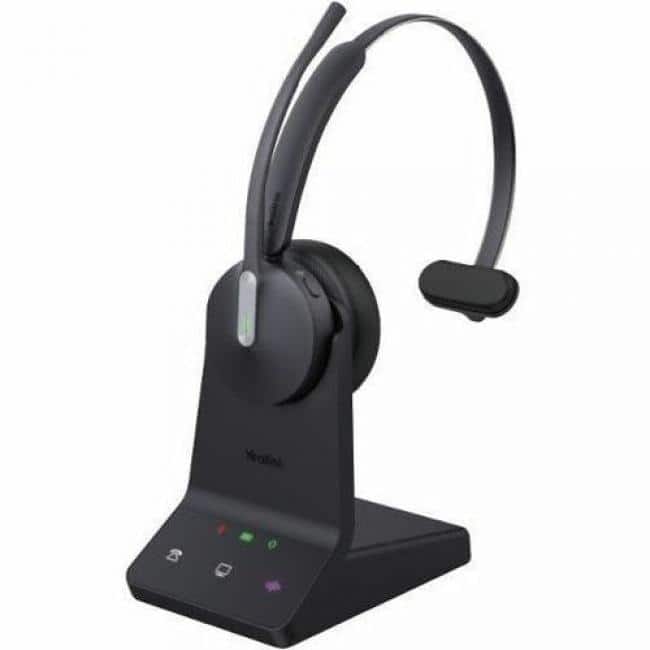 Yealink - WH64 Headset - Microsoft Teams Certification - Mono - Wireless - Bluetooth/DECT - 492.1 ft - 20 Hz to 20 kHz - Black