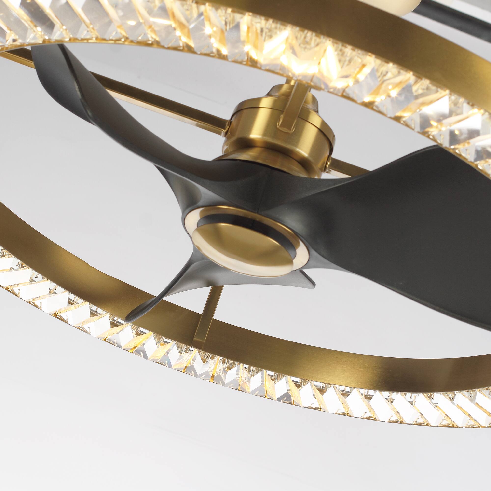 Alt View 9. Parrot Uncle - 32 Inch Gold Crystal LED  DC Motor Dimmable Ceiling Fan Caged Chandelier Bladeless Fan with Remote and 6 Speeds - Gold.