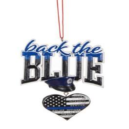 Ganz - Police Officer Hat Back The Christmas Ornament 4.5 Inch - Blue
