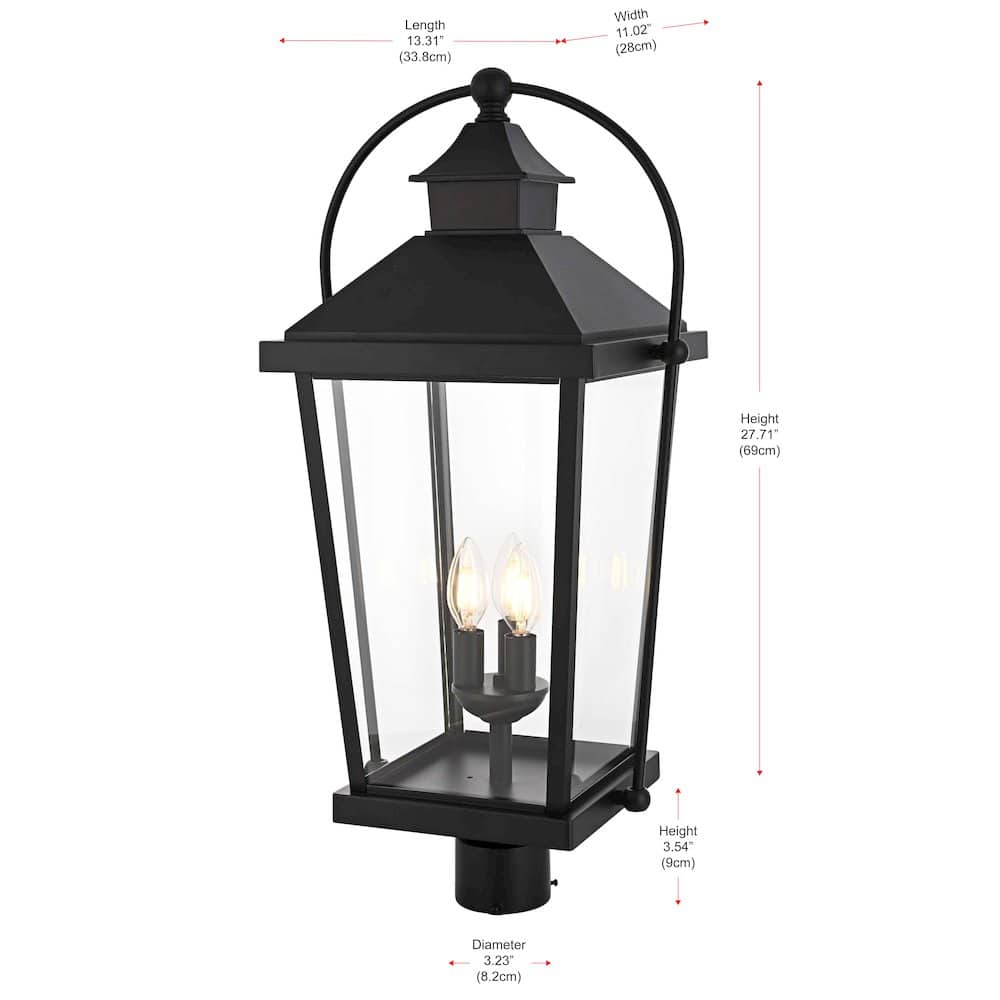 Elegant Lighting - Luz 27 inch Outdoor Post light in Black - Black And Clear