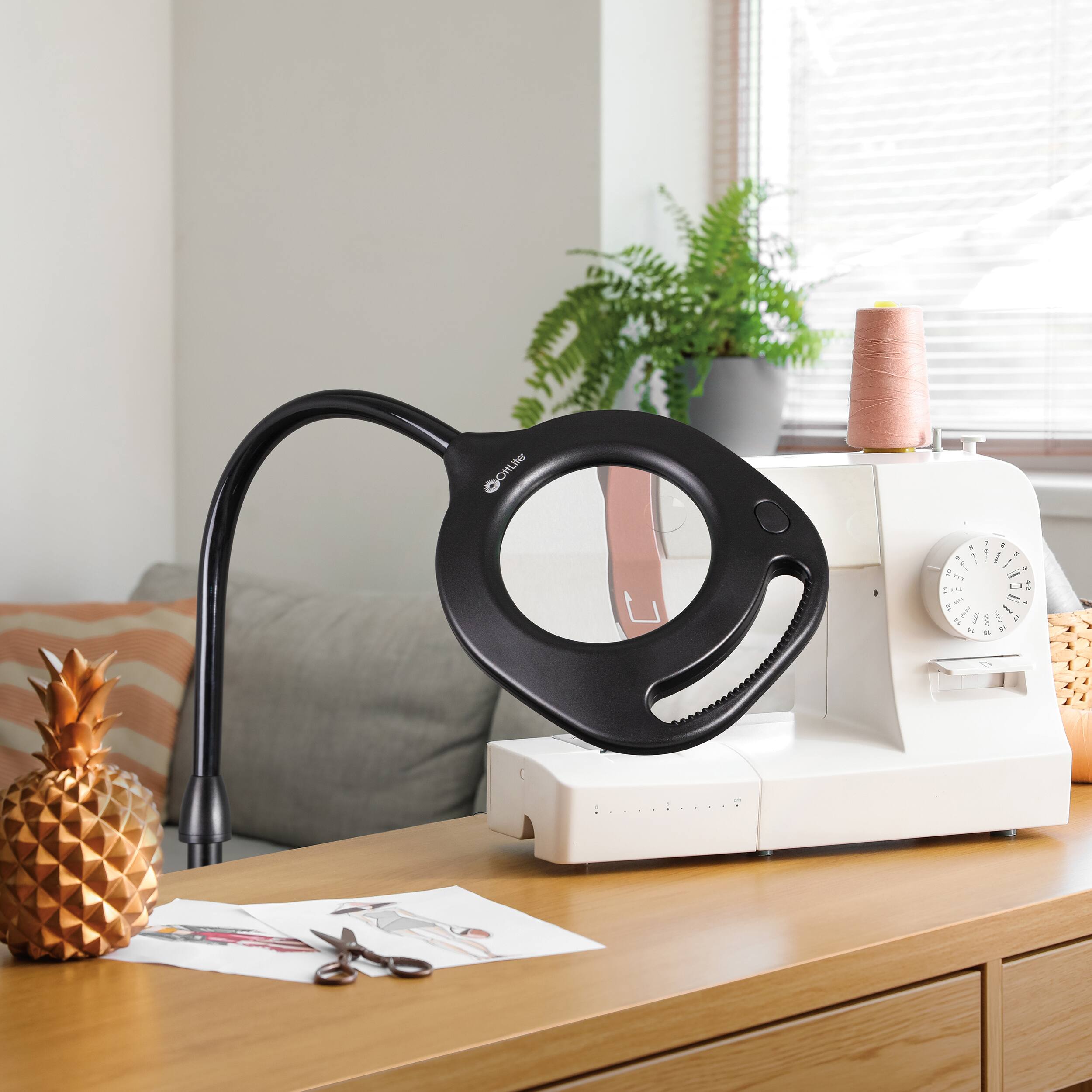 Left. OttLite - 2-in-1 LED Magnifier Floor and Table Light - Black.