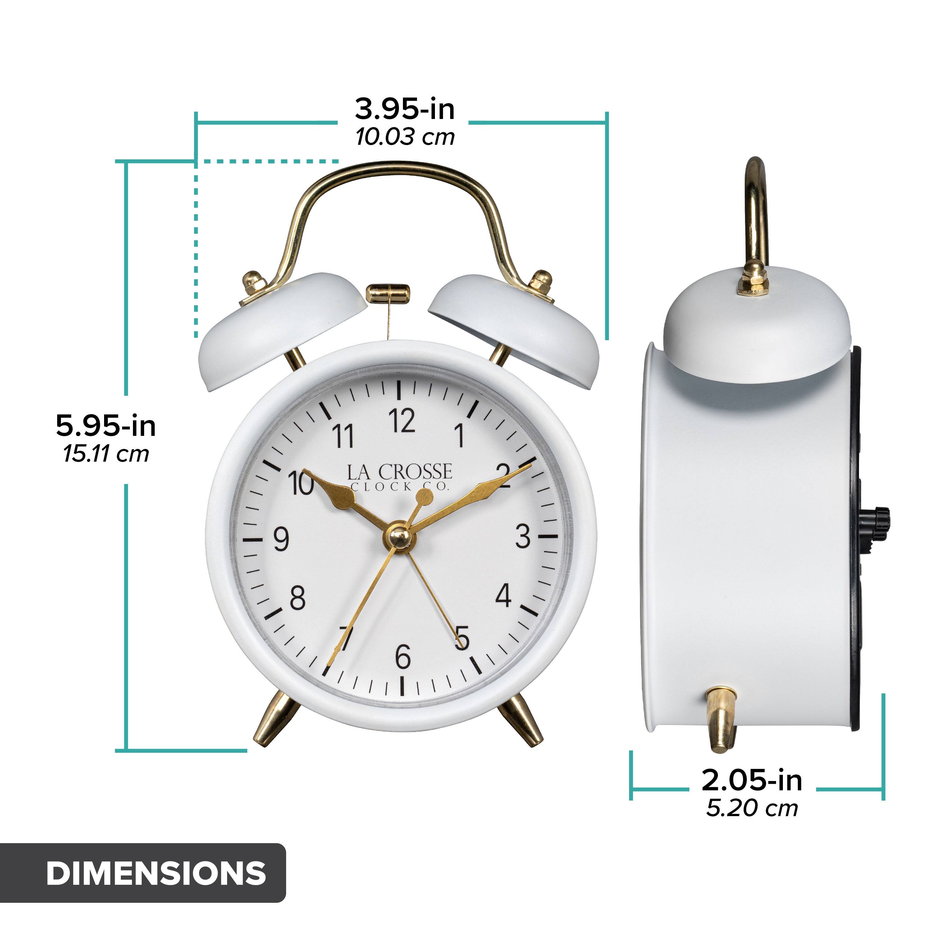 La Crosse Clock Co. Twin Bell Silent Sweeping Quartz Analog Alarm