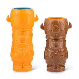 ThinkGeek - Geeki Tikis The Flintstones Mug Set | Fred & Barney Tiki Mugs | Holds 28 Ounces - Orange