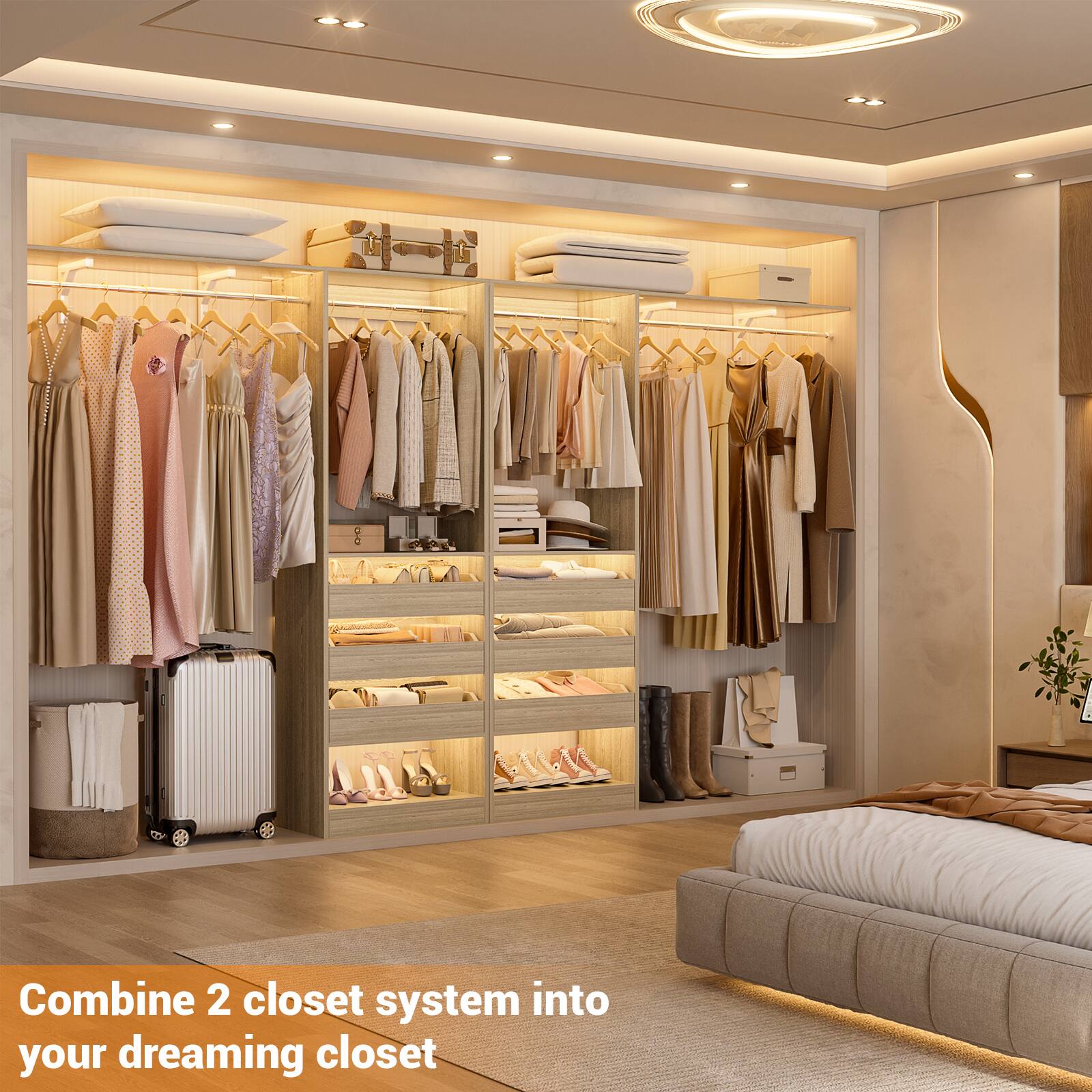 Combine 2 closet systems into your dreaming closet