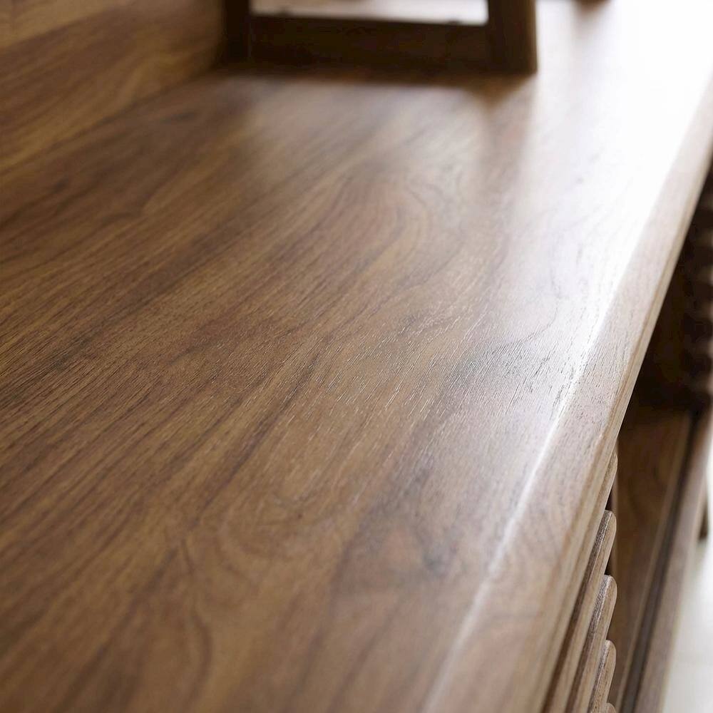 Alt View 1. FurniFact - Brown Wood TV Stand Entertainment Center with Spacious Surface - Brown.