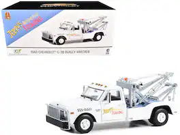 1969 Chevrolet C-30 Dually Wrecker Tow Truck "Jerry’s Towing" White "The Fall Guy" TV 1/18 Model Car by Greenlight