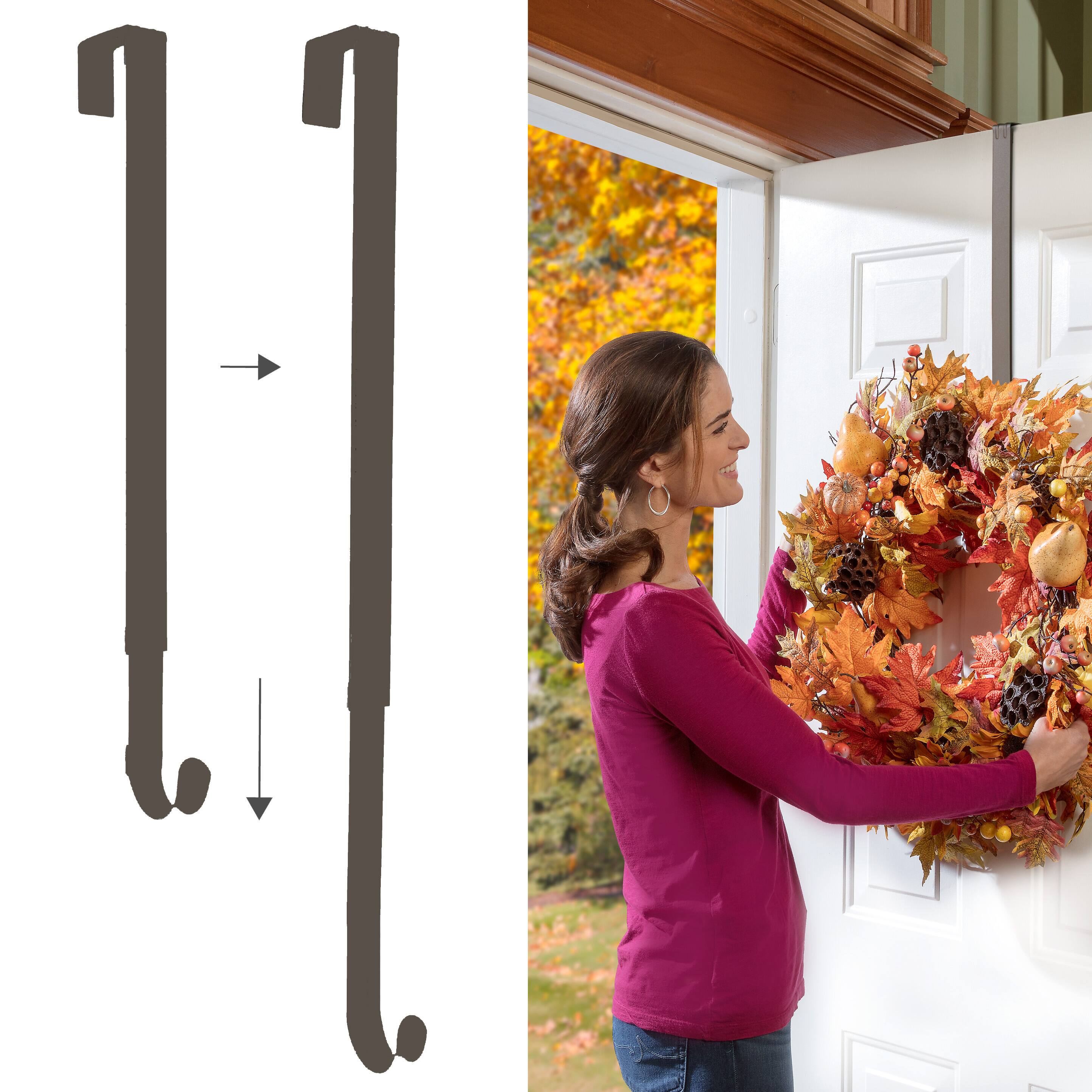 Front. Haute Decor - Adapt Adjustable Length Wreath Hanger - Brown.