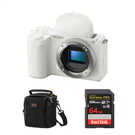 Bundle - Sony - Alpha ZV-E10 II Mirrorless Camera, White, with Extreme PRO 64GB Memory Card and Shoulder Bag