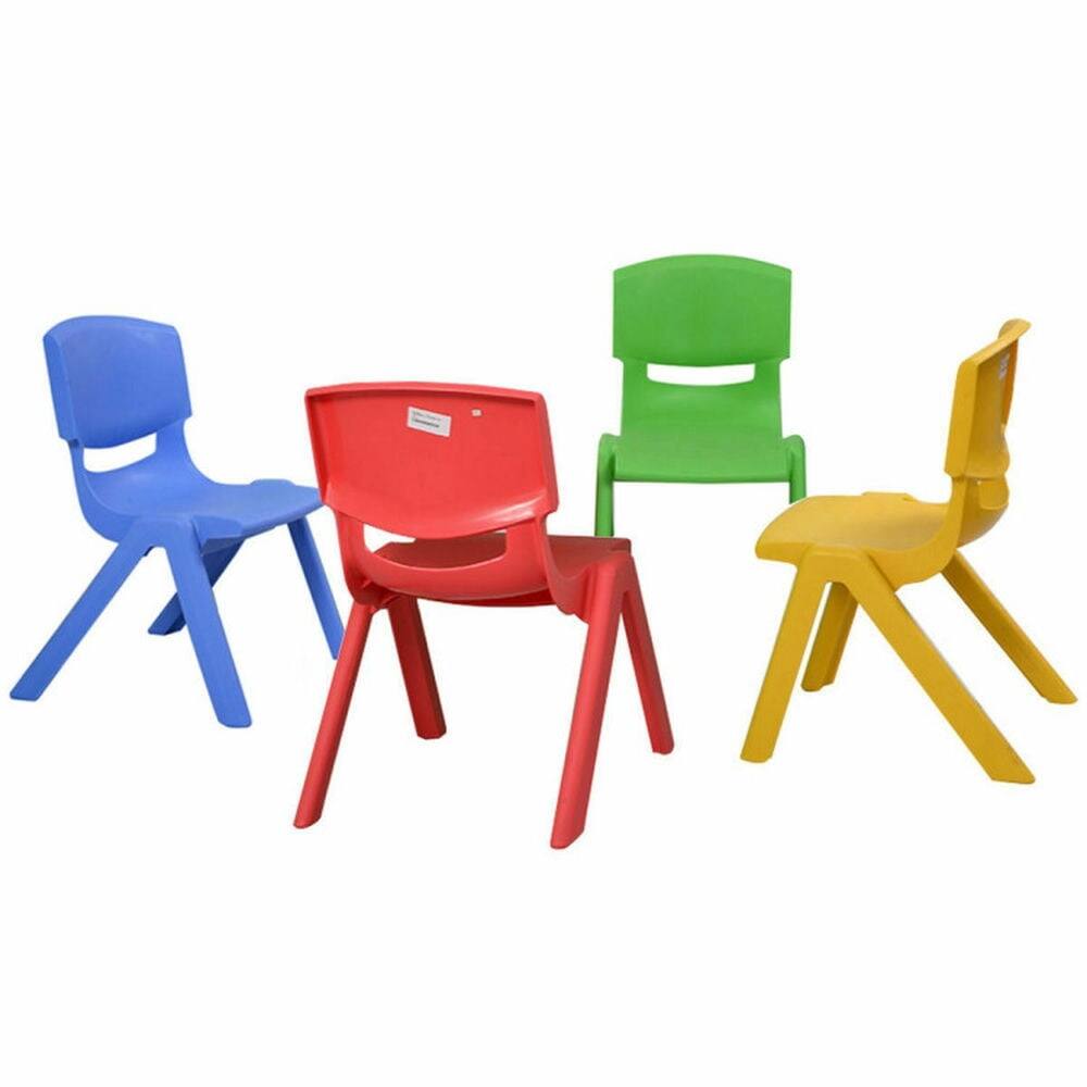 Angle. Pefilos - 4-pack Colorful Stackable Plastic Children Chairs, Kids Couch for Kids - Blue.