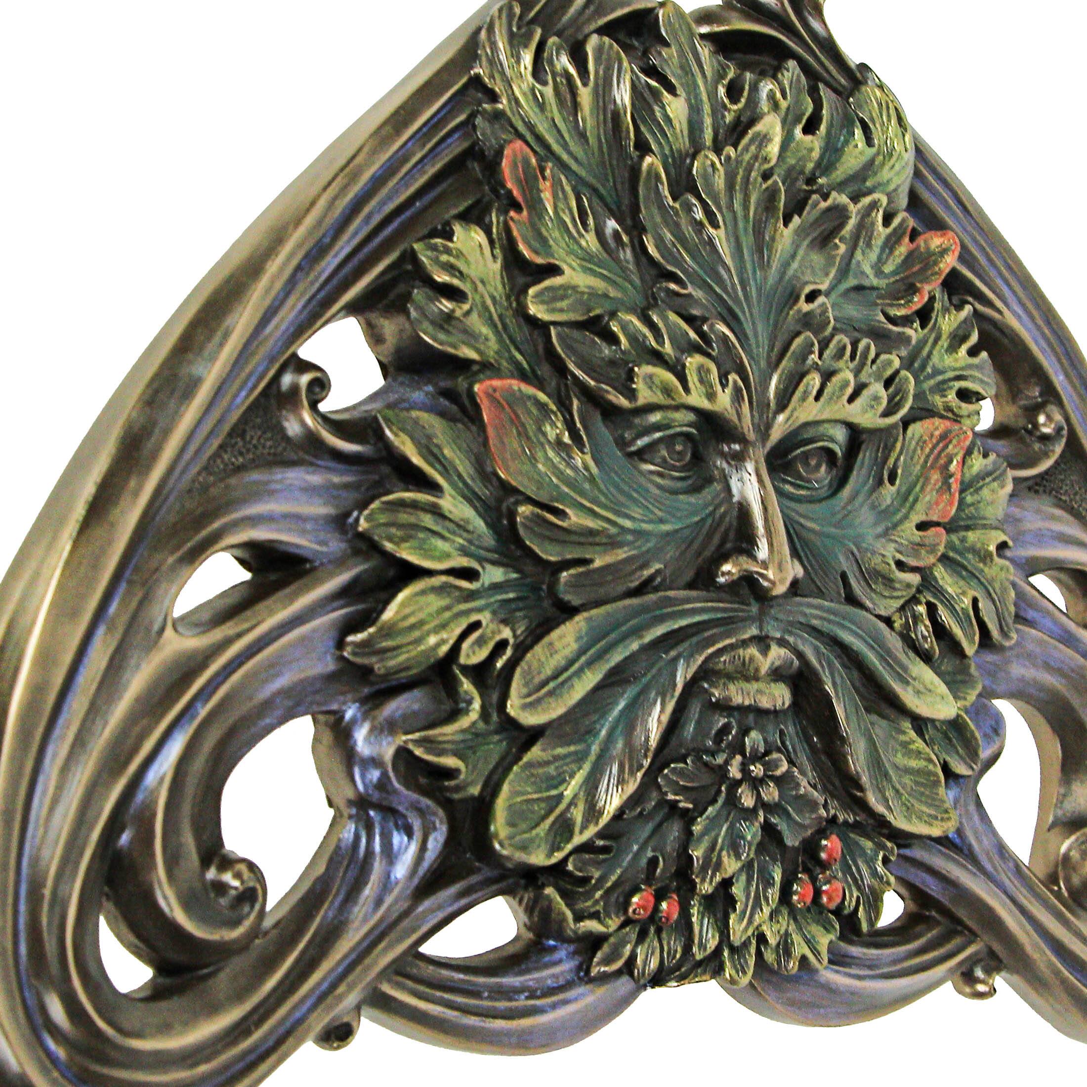 Alt View 4. Veronese Design - Art Nouveau Style Celtic Greenman Wall Hanging 9.5 Inches Long - Multicolored.