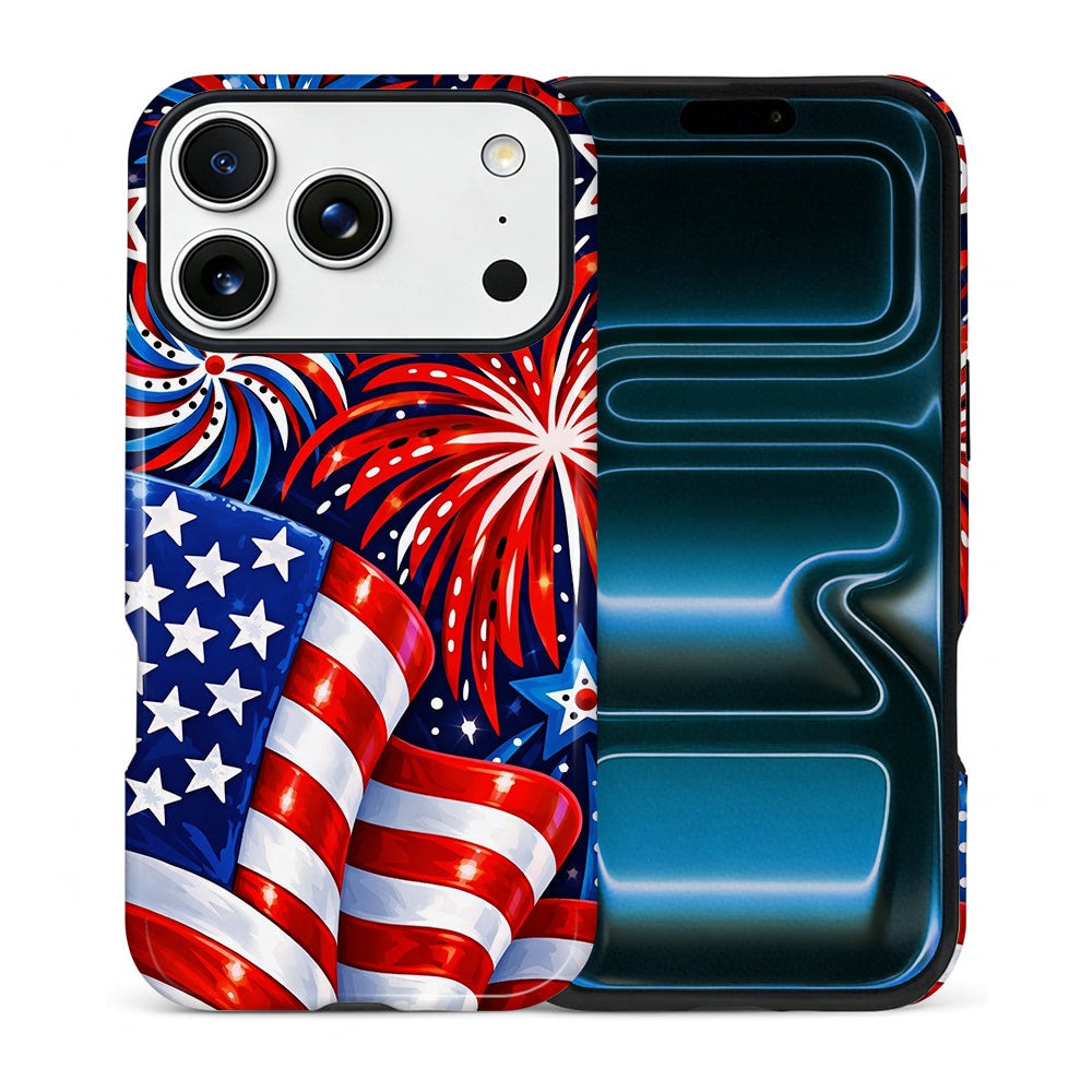 BUBM - Smartphone Case for iPhone - 2-Layer Durable Smartphone Protection Case - Star-Spangled Fireworks - Star-Spangled Fireworks for iPhone 17 Pro