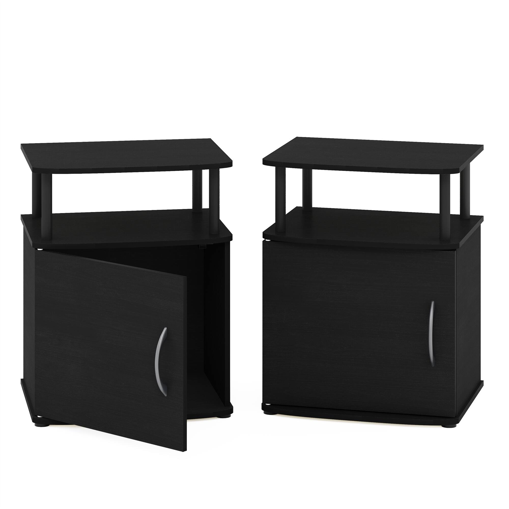 Front. Furinno - JAYA Utility Design End Table, Set of Two - Black.