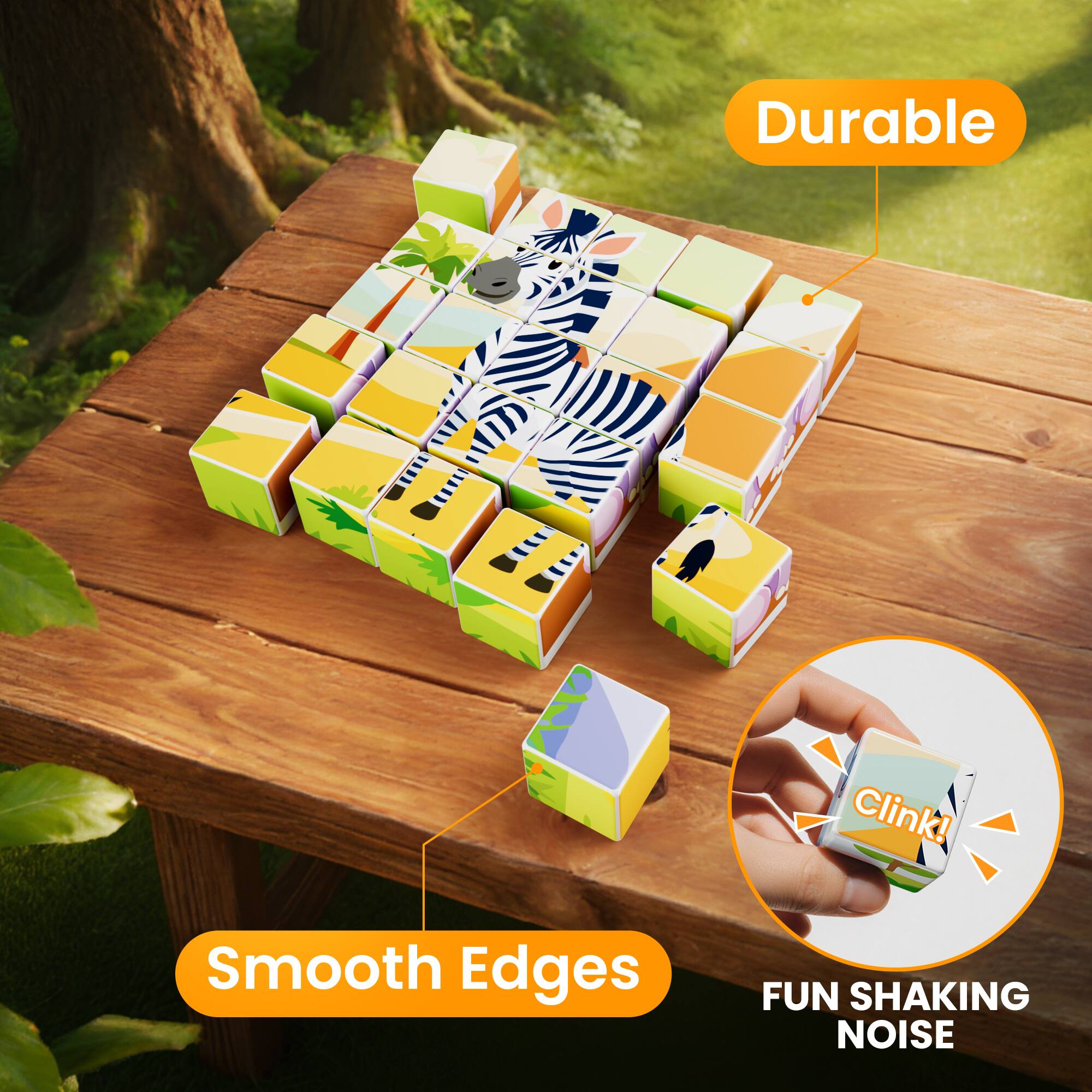 - Durable
- Smooth Edges
- Fun Shaking Noise