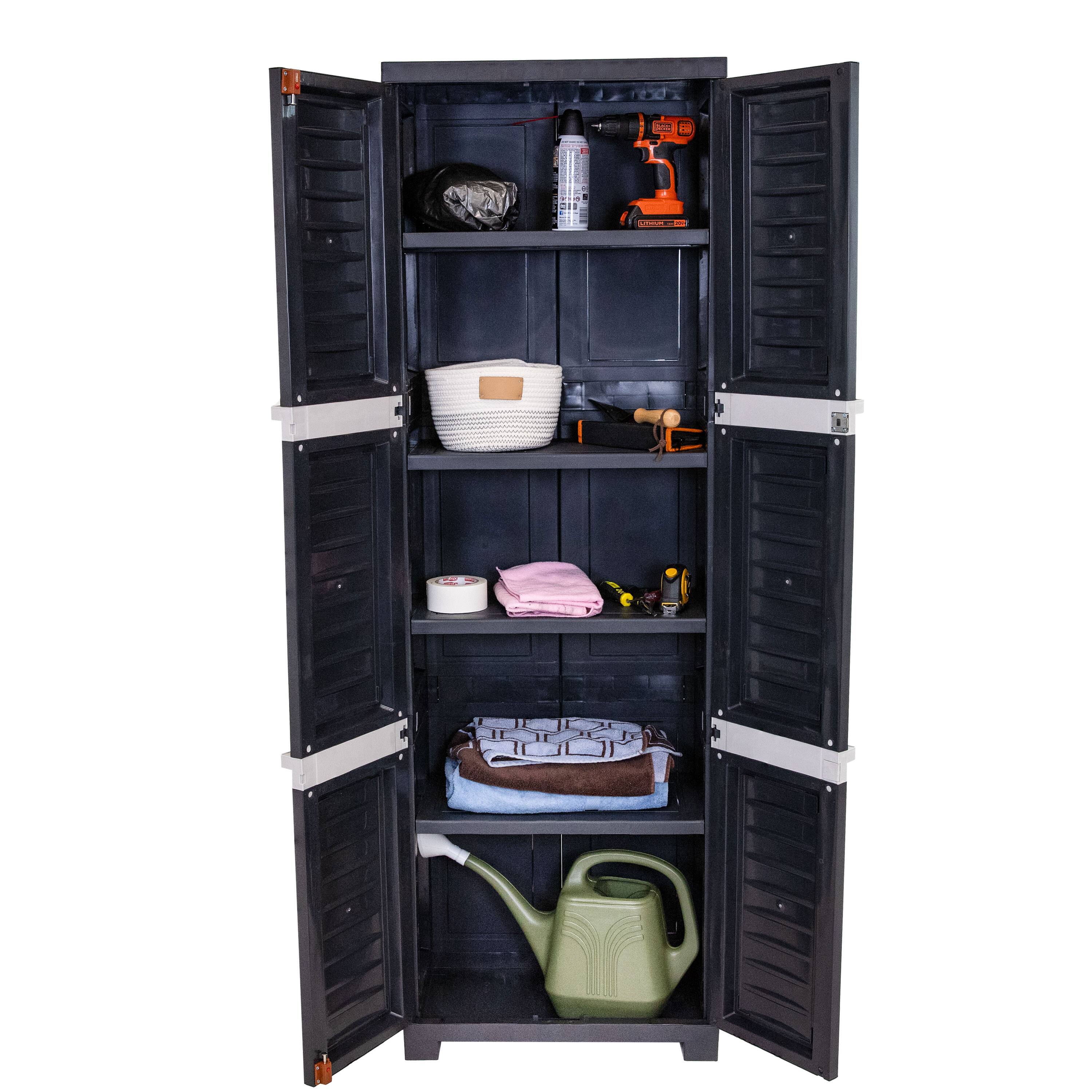 Alt View 5. Sunnydaze - Lockable Storage Cabinet with 4 Adjustable Shelves - 72" - Shadow.