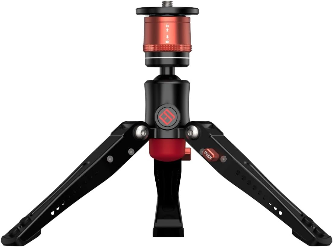 ZACHVO - Tripod CB3 BASE, Aluminum Table Top Mini Tripod Low Profile Base with 3/8" and 1/4" Quick Release Plate, Payload 17.6lbs - Black