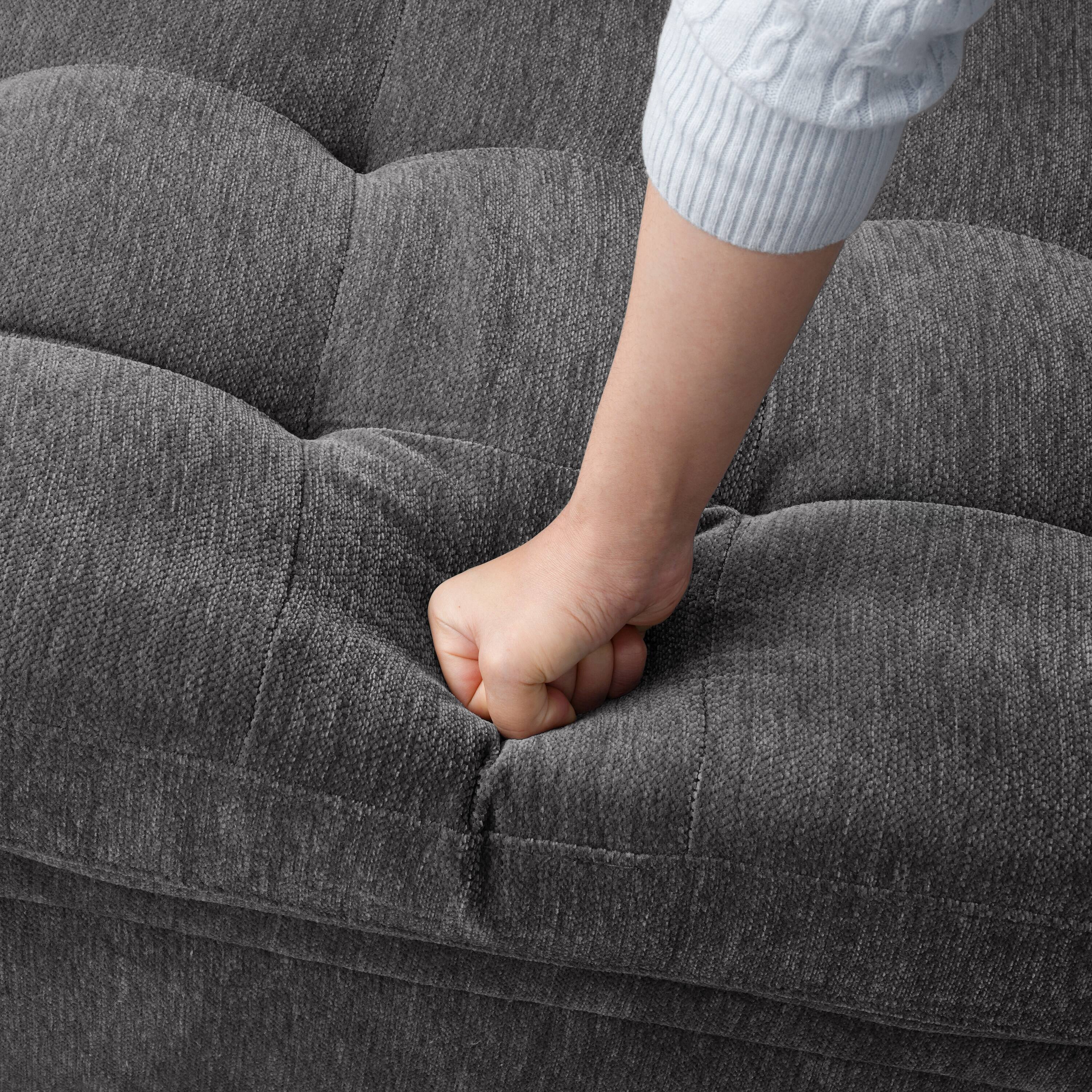 Alt View 1. Dyonery - Dyonery 78-inch 5-seater, modular sofa with pull-out bed, adjustable backrest/storage seat, tool-free assembly - Grey.