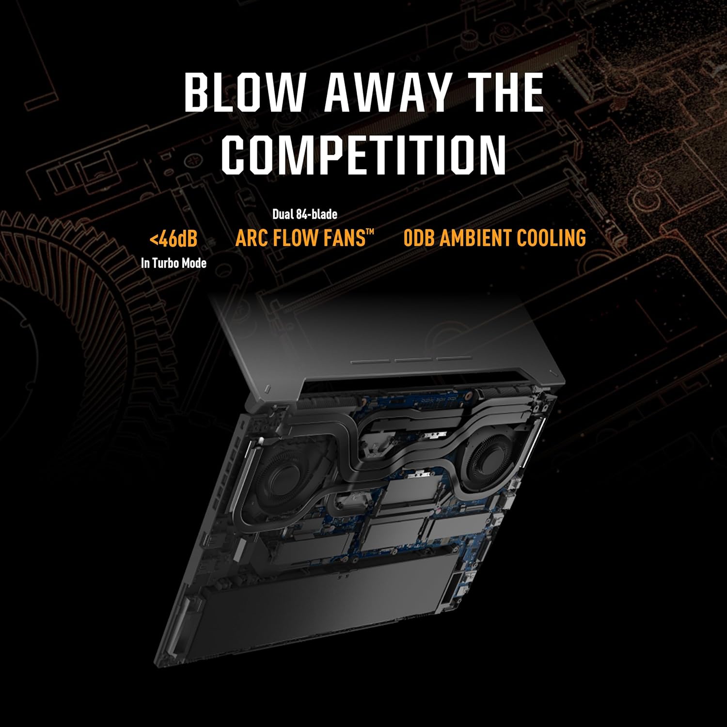 BLOW AWAY THE COMPETITION

- <46dB In Turbo Mode
- Dual 84-blade ARC FLOW FANS™
- ODB AMBIENT COOLING