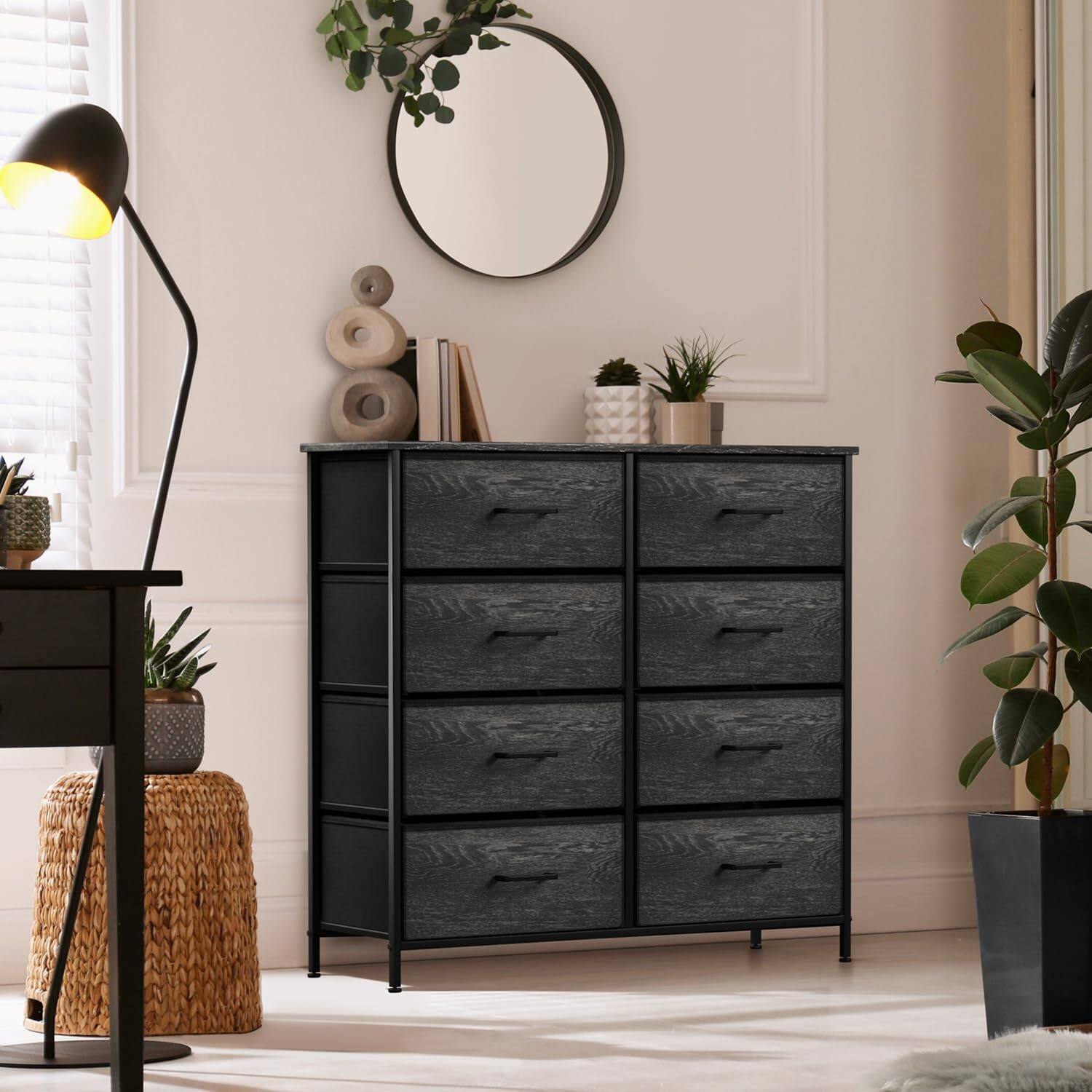 Alt View 2. Sorbus - Sorbus 8 Drawers Dresser- Storage Unit with Steel Frame, Wood Top, Fabric Bins - for Bedroom, Closet, Office, and more - Rustic black.