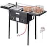 VEVOR - Outdoor Propane Deep Fryer, Dual-Tank 8QTx2 Commercial Fryer, Stainless Steel Cooker with Foldable Platform, Dual Basket - Black