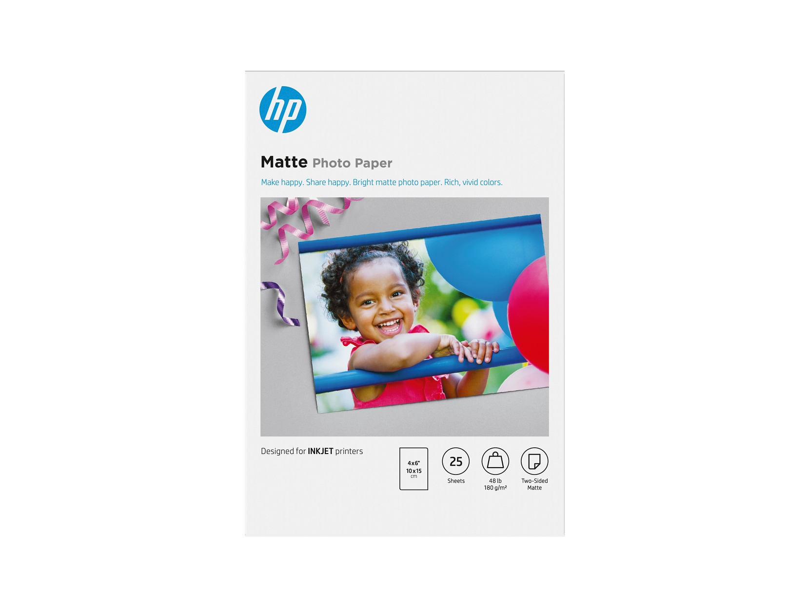 HP - Matte Photo Paper | 25 Sheets | 4" x 6" | Exceptional quality - White