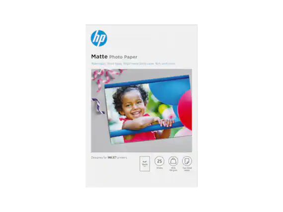hp Matte Photo Paper
Make happy. Share happy. Bright matte photo paper. Rich, vivid colors.
Designed for INKJET printers
4x6 10x15
25 Sheets
48 lb 180 g/m²
Two-Sided Matte