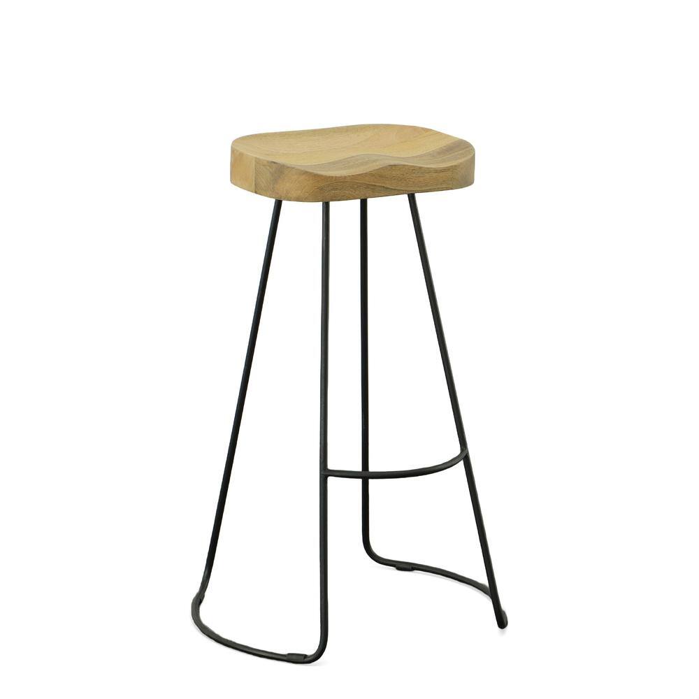 Alt View 6. Carolina Chair & Table - Saga 31" Barstool - Set of 2 - Natural Seat - Black Base - Natural, Black.