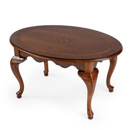 Butler Specialty - Grace 38 in. W Oval Wood Traditional Queen Anne Coffee Table - Medium Brown
