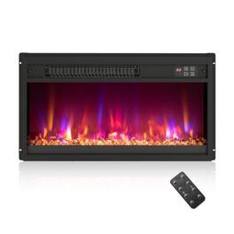 LUCKY ONE - 23 Inch Recessed Electric Fireplace Insert with Remote & 8 Flame Colors - Black