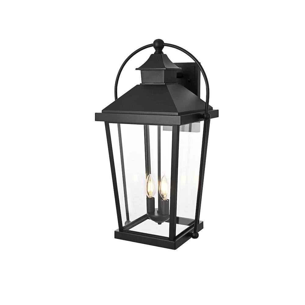 Angle. Elegant Lighting - Luz 24 inch Outdoor Wall sconce in Black - Black And Clear.