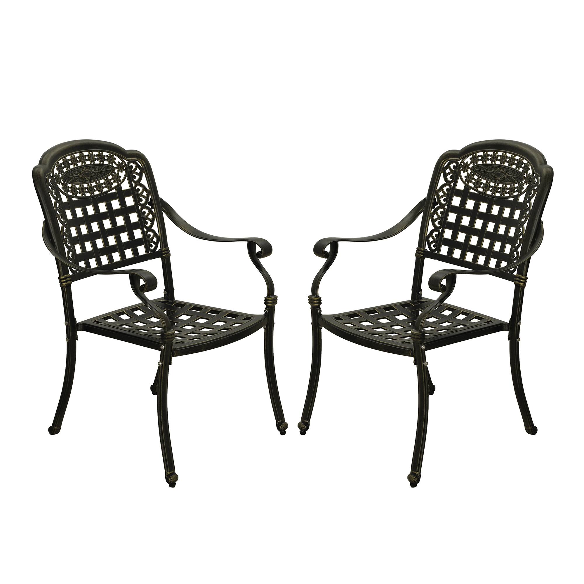 Front. Mondawe - 2 Piece Cast Aluminum Dining Chair - Bronze.