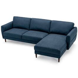 Resenkos - Loveseat Sofa, Modern Couch, L-Shaped Fabric Sectional Sofa with Chaise Lounge and Solid Wood Legs-Navy - Blue
