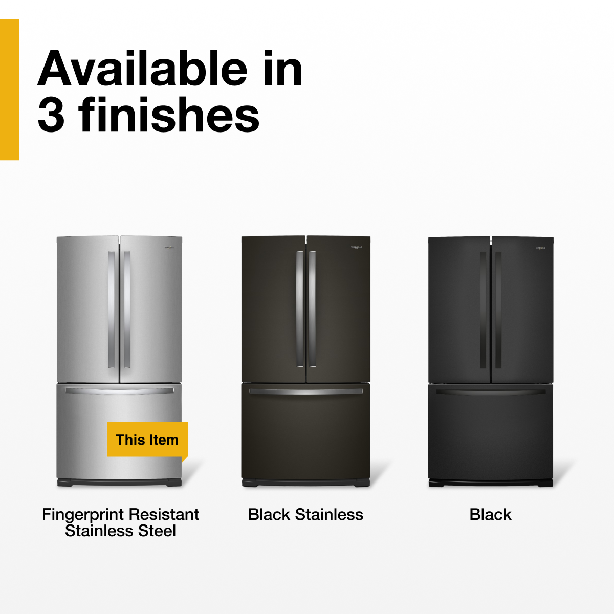 Available in 3 finishes

- Fingerprint Resistant Stainless Steel (This Item)
- Black Stainless
- Black