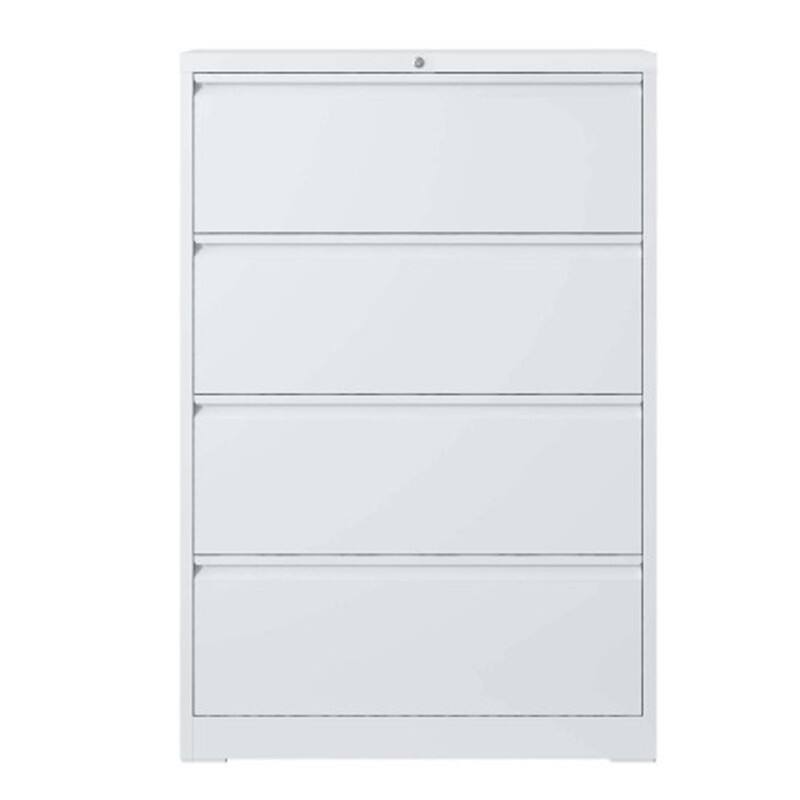 Angle. HTUTWOO - Lateral File Cabinet 4 Drawer –Filing Cabinet with Lock,Lockable File Cabinet for Home Office,Locking Metal File Cabinet - White.