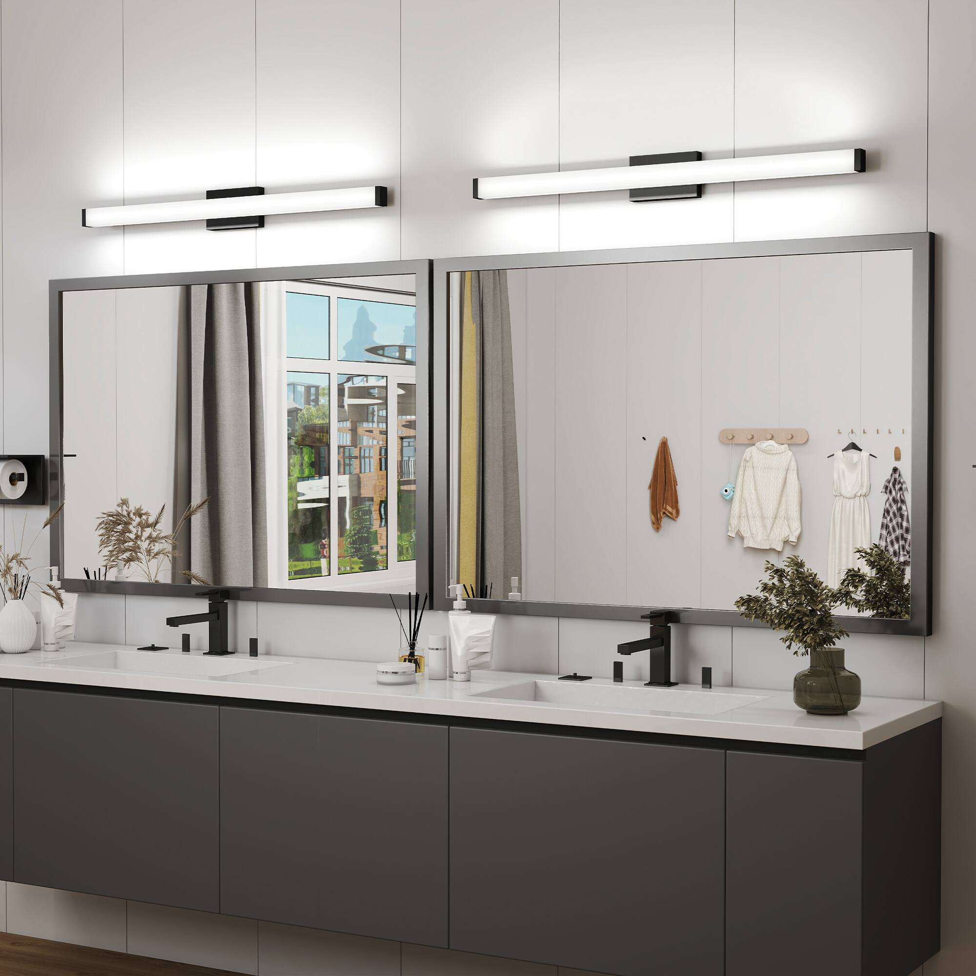 Back. APRILSOUL - Black Modern Bathroom Light Fixtures Over Mirror 41 inch LED Vanity Lights Bar for Bath.