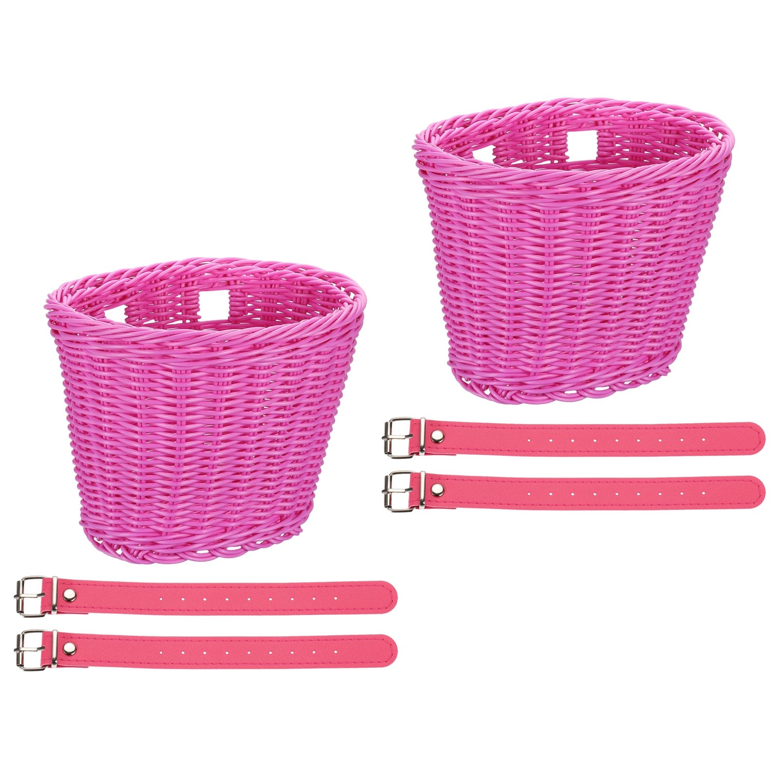 Unique Bargains - Bike Basket Front, Hand-Woven Bicycle Basket with Adjustable PU Belts, 2pcs - Fits Most Road Bikes, Bicycles/Scooters - Fuchsia price history on PriceWatchPro
