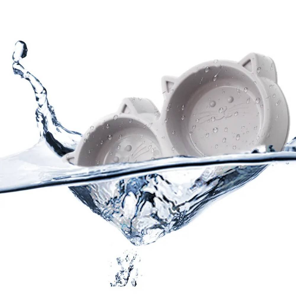 Alt View 3. Ficcuss Pets - 2-In-1 Cat Head Shape Cat Bowls - Gray.